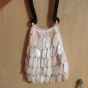 Pink and White Beaded Handbag